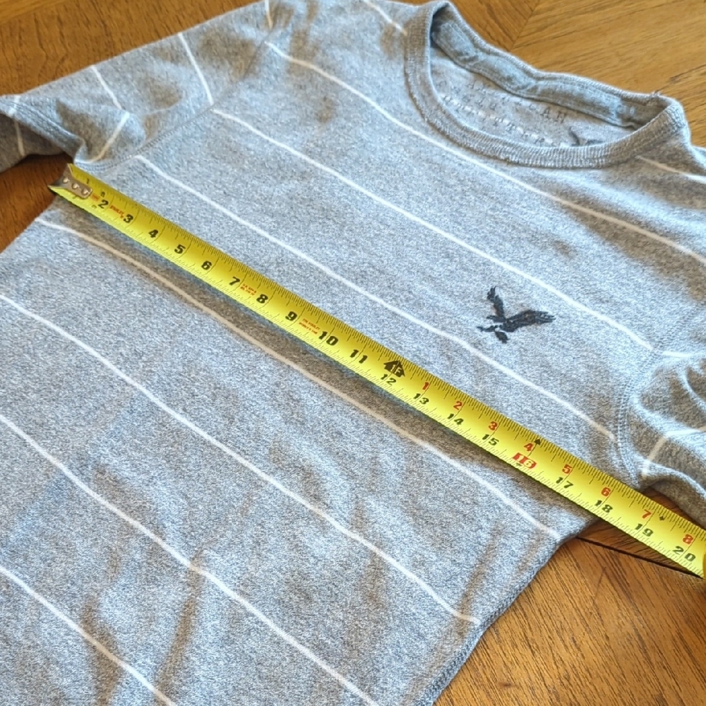 Men's American Eagle Gray Striped Long Sleeve Shirt - Picture 5 of 7